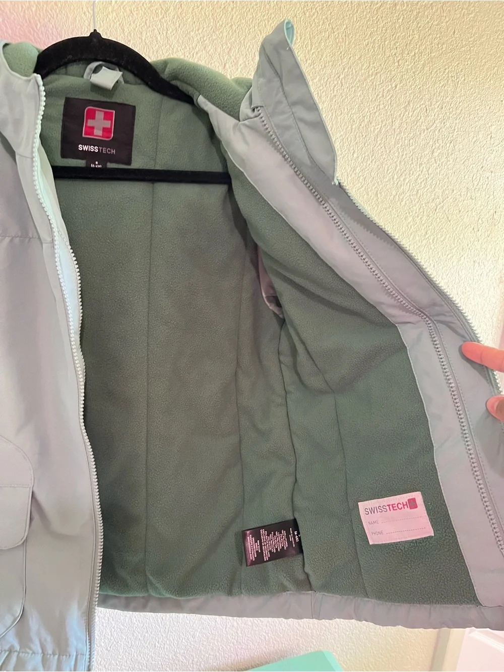 Swiss Tech Kids Mint Hooded Raincoat